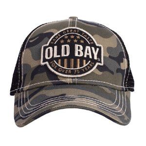 Old Bay Embroidered USA Flag Patch Camo Mesh Back Cap Hat - NEW Fast Ship